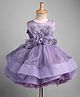 Enfance Net Knit Sleeveless Flower Applique & Stone Embellished Net Dress - Purple