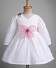 Enfance Cotton Mixes Knit Full Sleeves Flower & Butterfly Applique Dress - White