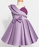Enfance Satin Knit Sleeveless Pearl Detailed Bow Applique Pleated Dress - Mauve