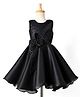 Enfance Cotton Mix Knit Woven Sleeveless Sequin Pearl & Bow Detailed One Piece Party Dress - Black