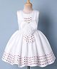 Enfance Cotton Mix Woven Sleeveless Flower & Beads Embellished Flared Party Dress - White