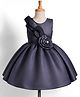 Enfance Cotton Mix Knit Woven Sleeveless One Piece Party Dress With Floral Applique - Purple