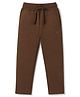 Doreme Single Jersey Knit Full Length Lounge Pant With Text Print - Brown