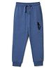 Doreme Single Jersey Knit Full Length Solid Lounge Pant With Text Print - Blue