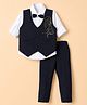 Rikidoos Cotton Woven Full Sleeve 3 Piece Party Suits With Stone Embellished & Bow - Navy & White