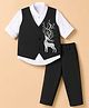 Rikidoos Cotton Woven Full Sleeve 3 Piece Party Suits With Stone Embellished & Bow - Black & White