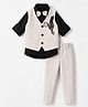 Rikidoos Cotton Woven Full Sleeve 3 Piece Party Suits With Stone Embellished & Bow - Light Grey & Black