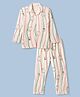 Doreme Single Jersey Knit Full Sleeves Co-Ords Shirt & Pyjama Night Suit with Bunny & Floral Print - Pink