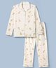 Doreme Single Jersey Knit Full Sleeves Co-Ords Shirt & Pyjama Night Suit with Cat Print - Beige