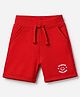 Babyhug Cotton Looper Knit Mid Thigh Shorts with Draw Cord and Smiley Face Print in Maroon