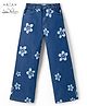 Arias Denim Woven Full Length Jeans with Flower Print - Blue