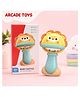 ARCADE TOYS Lion Baby Rattle Toy with Gentle Bell Sound | Easy Grip Sensory Toy for Infants & Toddlers | BPA-Free Educational Hand Rattle | Blue & Yellow