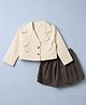 Mark & Mia Full Sleeves Top and Skirt With Houndstooth Design in Beige