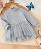 Mark & Mia Winter Frocks with Full Raglan Sleeves and Butterflies Sequins in Grey
