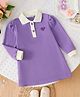 Mark & Mia Full Puffed Sleeves Solid Dress With Heart Embroidery in Purple