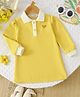 Mark & Mia Full Puffed Sleeves Solid Dress With Heart Embroidery in Yellow