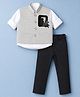Radutu Cotton Woven Full Sleeves 3 Piece Set Party Suits With Embellished Waist Coat & - Grey & Dark Grey
