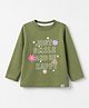 Teddy Sinker Knit Full Sleeves T-Shirts with Slogan/Typography Print - Olive Green