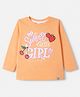 Teddy Sinker Knit Full Sleeves T-Shirts with Sweet Little Girl Slogan Print - Orange