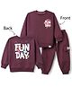 Teddy Fleece Knit Full Sleeves Winter Wear Suit With Text Print - Purple