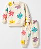 Teddy Fleece Knit Full Sleeves Winter Wear Co-Ords Set With Floral Print - Off White