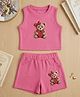 TRUFFLES Cotton Knit Sleeveless Teddy Bear & Heart Top & Shorts Set - Pink