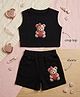 TRUFFLES Cotton Knit Sleeveless Teddy Bear & Heart Top & Shorts Set - Black