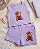 TRUFFLES Cotton Knit Sleeveless Teddy Bear & Heart Top & Shorts Set - Lavender