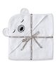 Masilo Cotton Blend Woven Bear  Face Embroidered Hooded Towel - White