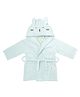 Masilo Cotton Blend Woven Bunny Face Embroidered Hooded Robe With Belt - Mint