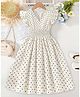 FOSTRIC Cotton Woven Cap Sleeves Polka Dots Printed Dress - Cream