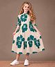 FOSTRIC Cotton Woven Three Fourth Sleeves Floral Printed Dress - Olive Green