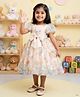 FOSTRIC Cotton Woven Half Puffed Sleeves Floral Printed Dress - Ivory