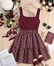 FOSTRIC Cotton Woven Sleeveless Floral Printed Dress - Maroon