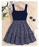 FOSTRIC Cotton Woven Sleeveless Floral Printed Dress - Navy Blue