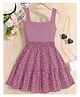 FOSTRIC Cotton Woven Sleeveless Floral Printed Dress - Pink