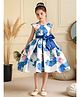 FOSTRIC Cotton Woven Cap Sleeves Floral Printed Pleated Dress - White