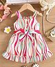 FOSTRIC Satin Woven Sleeveless Distorted Striped Dress - Pink