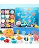 YAMAMA Kids Ocean Adventure 1-Piece Bath Bomb Gift, Premium Child-Safe Organic Essential Oil Fizzy Balls, Bath Bombs Gift Set with Sea Animals Toys,  Best Gifts for Kids Boys - Multicolor