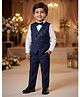 Rikidoos Cotton Woven Full Sleeve 3 Piece Party Suits With Sequin Detailing & Bow - Navy & White
