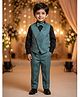 Rikidoos Cotton Woven Full Sleeve 3 Piece Party Suits With Sequin Detailing & Bow - Light Green & White