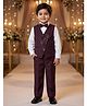Rikidoos Cotton Woven Full Sleeve 3 Piece Party Suits With Sequin Detailing & Bow - Wine & White
