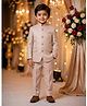 Rikidoos Cotton Silk Woven Full Sleeve Textured Jodhapuri Pocket Square Detailing Coat With Pant - Peach