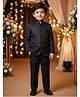 Rikidoos Cotton Silk Woven Full Sleeve Textured Jodhapuri Pocket Square Detailing Coat With Pant - Black