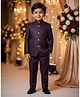 Rikidoos Cotton Silk Woven Full Sleeve Textured Jodhapuri Pocket Square Detailing Coat With Pant - Wine