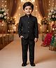 Rikidoos Cotton Silk Woven Full Sleeve Textured Jodhapuri Pocket Square Detailing Coat With Pant - Black