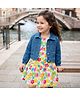 Babyhug Cotton Woven Full Sleeves Floral Printed Frock With Denim Jacket - White & Blue