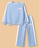 Smarty Girls Fleece Knit Full Sleeves Winter Wear Suits With Dreamer Print - Aqua Blue