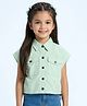 Tiny Girl Cotton Woven Half Sleeves Solid Shirt - Pista Green