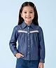 Tiny Girl Woven Full Sleeves Sequins Embellished Shirt - Blue